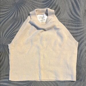 New Zara Cream Sleeveless Top